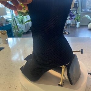 Cider Black Knit Boots with Gold Heels